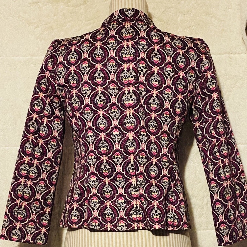 Pink and Black Floral Jaquard Patterned Blazer Jacket The Limited - Picture 3 of 9